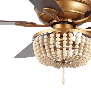 Erin 52" Rustic Farmhouse Iron/Wood Bead Mobile-App/Remote-Controlled LED Ceiling Fan - JONATHAN Y